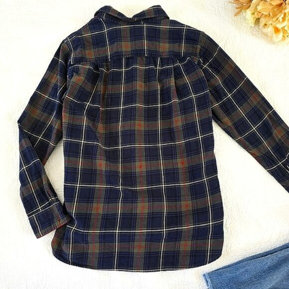 UniQlo Women's Button Down Flannel Shirt Size XS Green Blue Plaid Grunge Retro - Picture 11 of 12